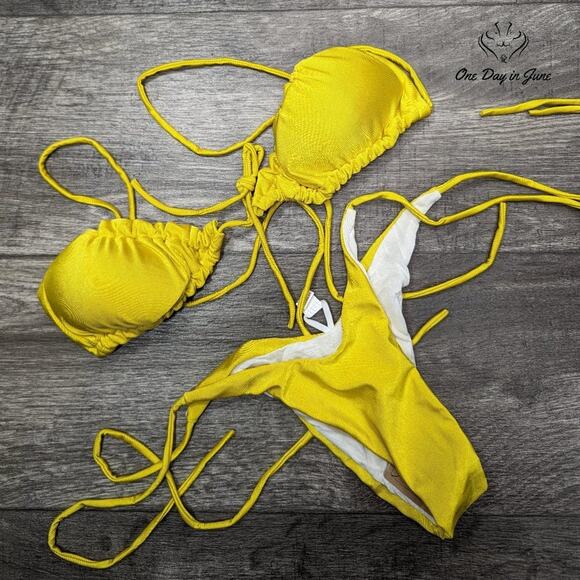 Urieo Tie Front Tie Bottom Thong Bikini *runs small Size L - Picture 1 of 2